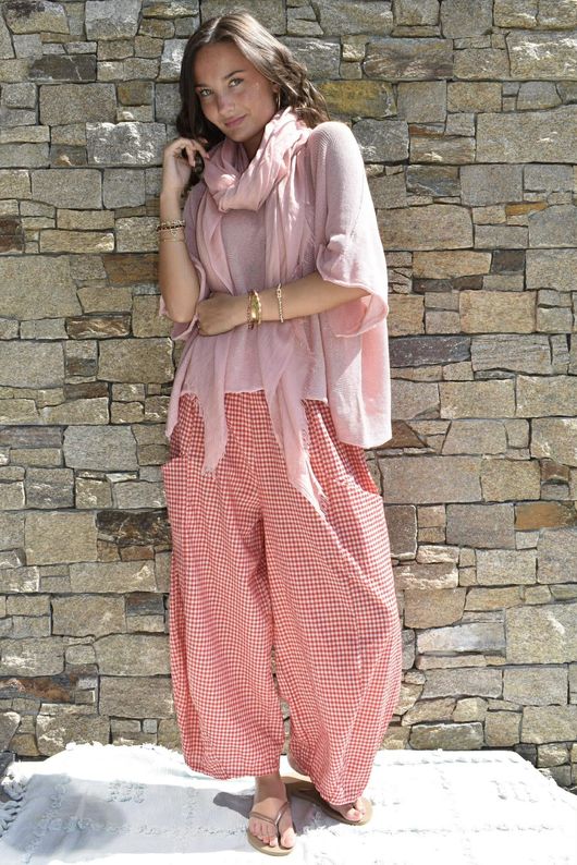 Arbi Gingham 7/8 Barrel Pant Red?